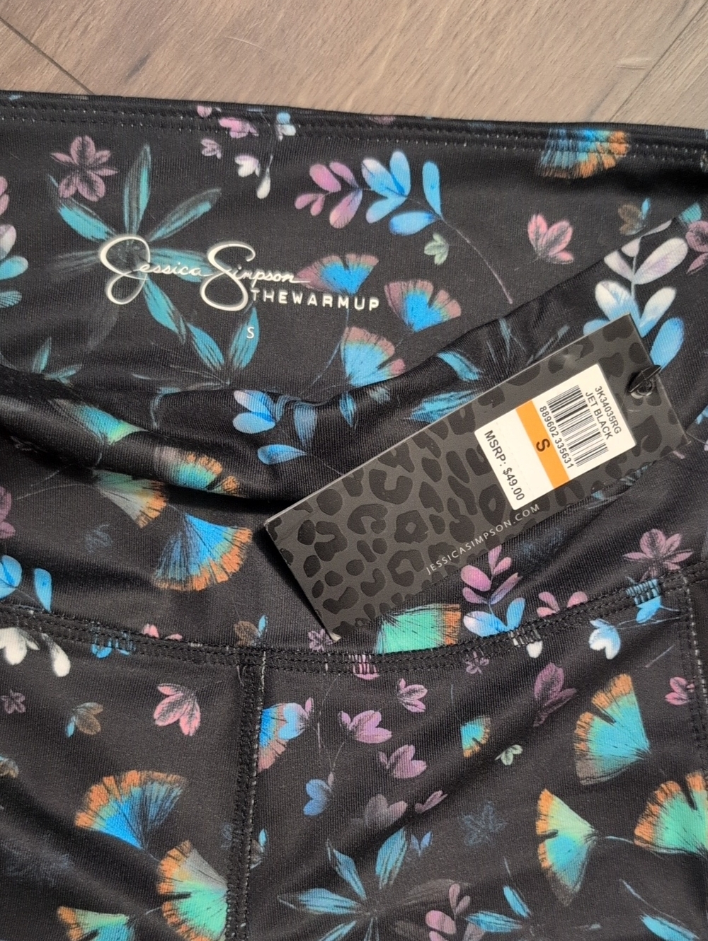 Jessica Simpson Black Floral & Butterfly Print Active Leggings